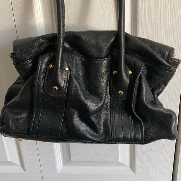 B. Makowsky Larger Black Leather Shoulder Bag - Picture 3 of 8